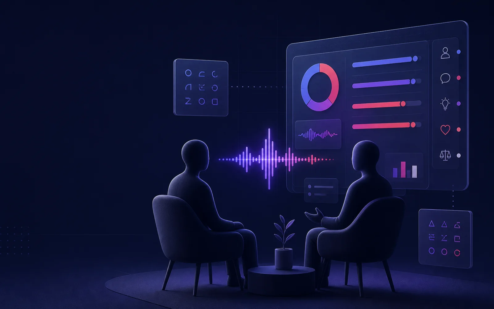 GAIA voice interview and evidence-backed scorecard illustration